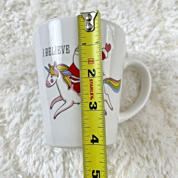 Modern Gourmet Foods Stoneware “I Believe” Santa Riding Unicorn 12 Oz Coffee Mug - Picture 4 of 6